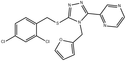 2,4-dichlorobenzyl 4-(2-furylmethyl)-5-(2-pyrazinyl)-4H-1,2,4-triazol-3-yl sulfide 结构式