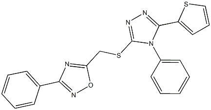 (3-phenyl-1,2,4-oxadiazol-5-yl)methyl 4-phenyl-5-(2-thienyl)-4H-1,2,4-triazol-3-yl sulfide 结构式