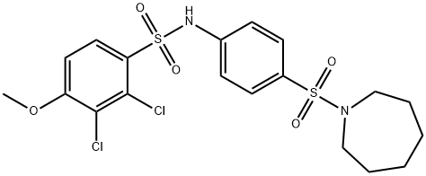 N-[4-(1-azepanylsulfonyl)phenyl]-2,3-dichloro-4-methoxybenzenesulfonamide 结构式