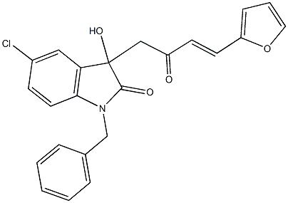 1-benzyl-5-chloro-3-[4-(2-furyl)-2-oxo-3-butenyl]-3-hydroxy-1,3-dihydro-2H-indol-2-one 结构式