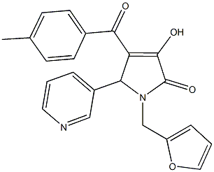 1-(2-furylmethyl)-3-hydroxy-4-(4-methylbenzoyl)-5-(3-pyridinyl)-1,5-dihydro-2H-pyrrol-2-one 结构式