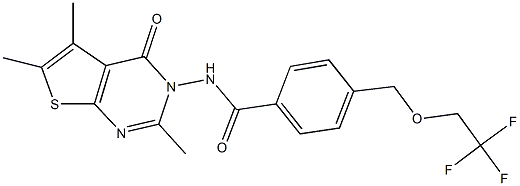 4-[(2,2,2-trifluoroethoxy)methyl]-N-(2,5,6-trimethyl-4-oxothieno[2,3-d]pyrimidin-3(4H)-yl)benzamide 结构式