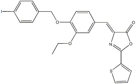 4-{3-ethoxy-4-[(4-iodobenzyl)oxy]benzylidene}-2-(2-thienyl)-1,3-oxazol-5(4H)-one 结构式