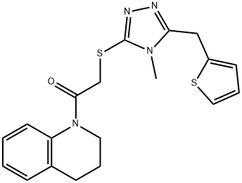 2-(3,4-dihydro-1(2H)-quinolinyl)-2-oxoethyl 4-methyl-5-(2-thienylmethyl)-4H-1,2,4-triazol-3-yl sulfide 结构式