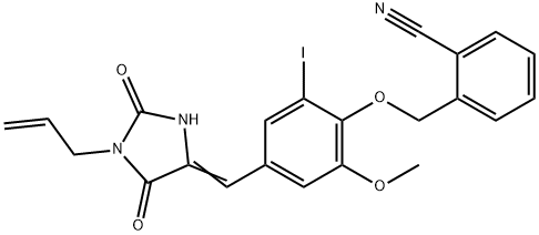 2-({4-[(1-allyl-2,5-dioxo-4-imidazolidinylidene)methyl]-2-iodo-6-methoxyphenoxy}methyl)benzonitrile 结构式