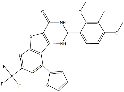 2-(2,4-dimethoxy-3-methylphenyl)-9-(2-thienyl)-7-(trifluoromethyl)-2,3-dihydropyrido[3',2':4,5]thieno[3,2-d]pyrimidin-4(1H)-one 结构式