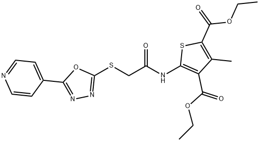 diethyl3-methyl-5-[({[5-(4-pyridinyl)-1,3,4-oxadiazol-2-yl]thio}acetyl)amino]-2,4-thiophenedicarboxylate 结构式