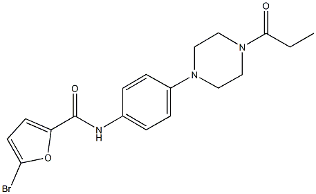 5-bromo-N-[4-(4-propionyl-1-piperazinyl)phenyl]-2-furamide 结构式