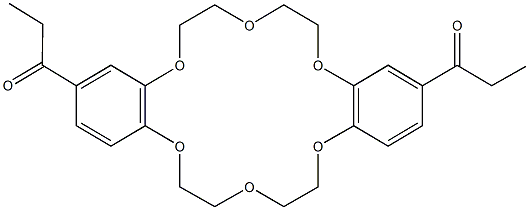 1-(14-propionyl-6,7,9,10,17,18,20,21-octahydrodibenzo[b,k][1,4,7,10,13,16]hexaoxacyclooctadecin-2-yl)-1-propanone 结构式