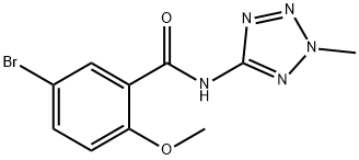 5-bromo-2-methoxy-N-(2-methyl-2H-tetraazol-5-yl)benzamide 结构式