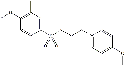 4-methoxy-N-[2-(4-methoxyphenyl)ethyl]-3-methylbenzenesulfonamide 结构式