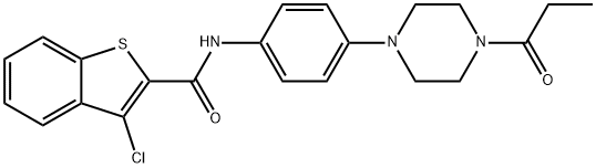 3-chloro-N-[4-(4-propionyl-1-piperazinyl)phenyl]-1-benzothiophene-2-carboxamide 结构式