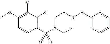 4-[(4-benzyl-1-piperazinyl)sulfonyl]-2,3-dichlorophenyl methyl ether 结构式