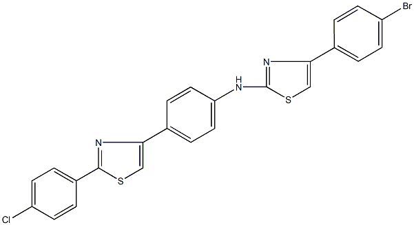 4-(4-bromophenyl)-N-{4-[2-(4-chlorophenyl)-1,3-thiazol-4-yl]phenyl}-1,3-thiazol-2-amine 结构式