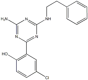 2-{4-amino-6-[(2-phenylethyl)amino]-1,3,5-triazin-2-yl}-4-chlorophenol 结构式