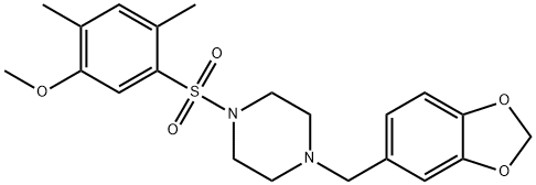 5-{[4-(1,3-benzodioxol-5-ylmethyl)-1-piperazinyl]sulfonyl}-2,4-dimethylphenyl methyl ether 结构式