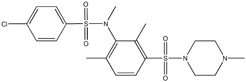 4-chloro-N-{2,6-dimethyl-3-[(4-methyl-1-piperazinyl)sulfonyl]phenyl}-N-methylbenzenesulfonamide 结构式