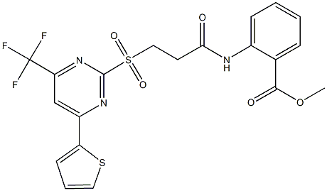 methyl 2-[(3-{[4-(2-thienyl)-6-(trifluoromethyl)-2-pyrimidinyl]sulfonyl}propanoyl)amino]benzoate 结构式