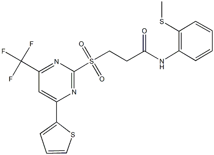 N-[2-(methylsulfanyl)phenyl]-3-{[4-(2-thienyl)-6-(trifluoromethyl)-2-pyrimidinyl]sulfonyl}propanamide 结构式