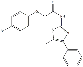 2-(4-bromophenoxy)-N-(5-methyl-4-phenyl-1,3-thiazol-2-yl)acetamide 结构式