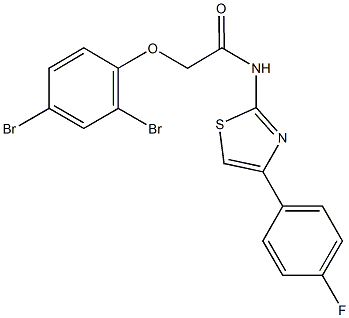 2-(2,4-dibromophenoxy)-N-[4-(4-fluorophenyl)-1,3-thiazol-2-yl]acetamide 结构式