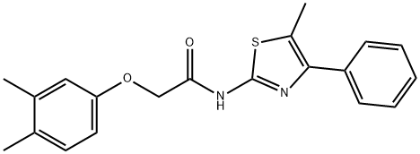 2-(3,4-dimethylphenoxy)-N-(5-methyl-4-phenyl-1,3-thiazol-2-yl)acetamide 结构式