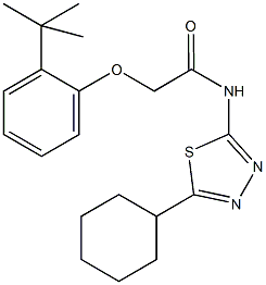 2-(2-tert-butylphenoxy)-N-(5-cyclohexyl-1,3,4-thiadiazol-2-yl)acetamide 结构式