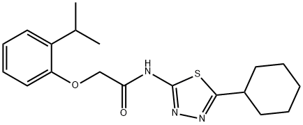 N-(5-cyclohexyl-1,3,4-thiadiazol-2-yl)-2-(2-isopropylphenoxy)acetamide 结构式