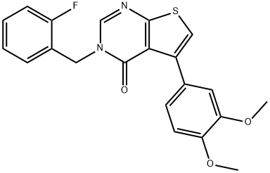 5-(3,4-dimethoxyphenyl)-3-(2-fluorobenzyl)thieno[2,3-d]pyrimidin-4(3H)-one 结构式