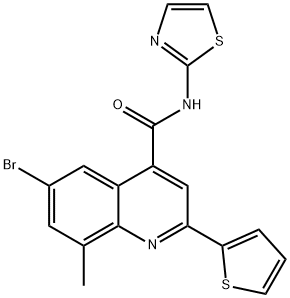 6-bromo-8-methyl-N-(1,3-thiazol-2-yl)-2-(2-thienyl)-4-quinolinecarboxamide 结构式