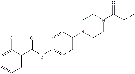 2-chloro-N-[4-(4-propionyl-1-piperazinyl)phenyl]benzamide 结构式