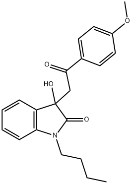 1-butyl-3-hydroxy-3-[2-(4-methoxyphenyl)-2-oxoethyl]-1,3-dihydro-2H-indol-2-one 结构式