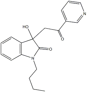 1-butyl-3-hydroxy-3-[2-oxo-2-(3-pyridinyl)ethyl]-1,3-dihydro-2H-indol-2-one 结构式