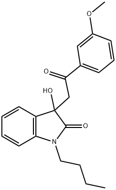 1-butyl-3-hydroxy-3-[2-(3-methoxyphenyl)-2-oxoethyl]-1,3-dihydro-2H-indol-2-one 结构式