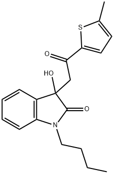 1-butyl-3-hydroxy-3-[2-(5-methyl-2-thienyl)-2-oxoethyl]-1,3-dihydro-2H-indol-2-one 结构式