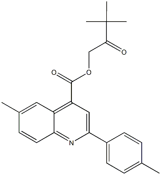 3,3-dimethyl-2-oxobutyl 6-methyl-2-(4-methylphenyl)-4-quinolinecarboxylate 结构式