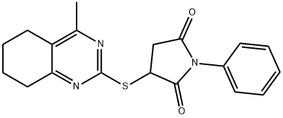 3-[(4-methyl-5,6,7,8-tetrahydro-2-quinazolinyl)thio]-1-phenyl-2,5-pyrrolidinedione 结构式