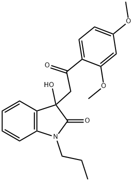 3-[2-(2,4-dimethoxyphenyl)-2-oxoethyl]-3-hydroxy-1-propyl-1,3-dihydro-2H-indol-2-one 结构式