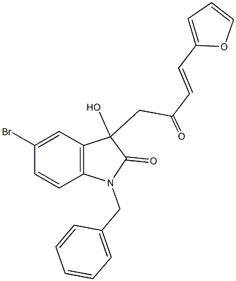 1-benzyl-5-bromo-3-[4-(2-furyl)-2-oxo-3-butenyl]-3-hydroxy-1,3-dihydro-2H-indol-2-one 结构式