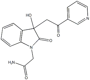 2-{3-hydroxy-2-oxo-3-[2-oxo-2-(3-pyridinyl)ethyl]-2,3-dihydro-1H-indol-1-yl}acetamide 结构式
