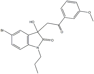 5-bromo-3-hydroxy-3-[2-(3-methoxyphenyl)-2-oxoethyl]-1-propyl-1,3-dihydro-2H-indol-2-one 结构式