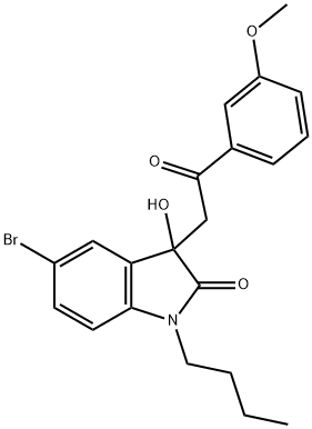 5-bromo-1-butyl-3-hydroxy-3-[2-(3-methoxyphenyl)-2-oxoethyl]-1,3-dihydro-2H-indol-2-one 结构式