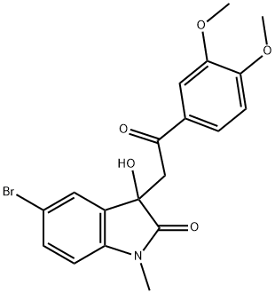 5-bromo-3-[2-(3,4-dimethoxyphenyl)-2-oxoethyl]-3-hydroxy-1-methyl-1,3-dihydro-2H-indol-2-one 结构式