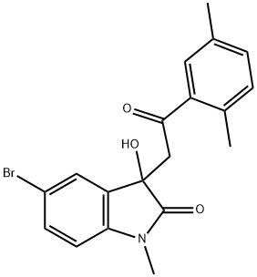 5-bromo-3-[2-(2,5-dimethylphenyl)-2-oxoethyl]-3-hydroxy-1-methyl-1,3-dihydro-2H-indol-2-one 结构式