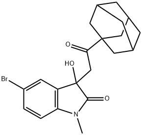 3-[2-(1-adamantyl)-2-oxoethyl]-5-bromo-3-hydroxy-1-methyl-1,3-dihydro-2H-indol-2-one 结构式
