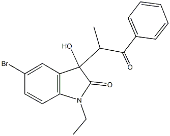 5-bromo-1-ethyl-3-hydroxy-3-(1-methyl-2-oxo-2-phenylethyl)-1,3-dihydro-2H-indol-2-one 结构式