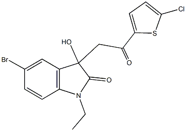 5-bromo-3-[2-(5-chloro-2-thienyl)-2-oxoethyl]-1-ethyl-3-hydroxy-1,3-dihydro-2H-indol-2-one 结构式