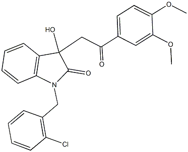 1-(2-chlorobenzyl)-3-[2-(3,4-dimethoxyphenyl)-2-oxoethyl]-3-hydroxy-1,3-dihydro-2H-indol-2-one 结构式