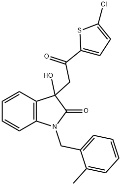 3-[2-(5-chloro-2-thienyl)-2-oxoethyl]-3-hydroxy-1-(2-methylbenzyl)-1,3-dihydro-2H-indol-2-one 结构式