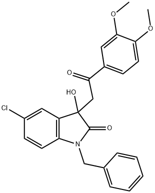 1-benzyl-5-chloro-3-[2-(3,4-dimethoxyphenyl)-2-oxoethyl]-3-hydroxy-1,3-dihydro-2H-indol-2-one 结构式